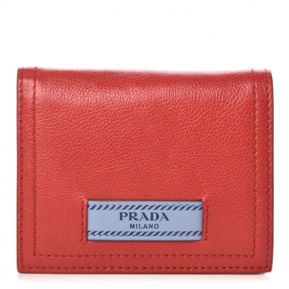 Prada Handbags - Prada Red Leather Compact Wallet